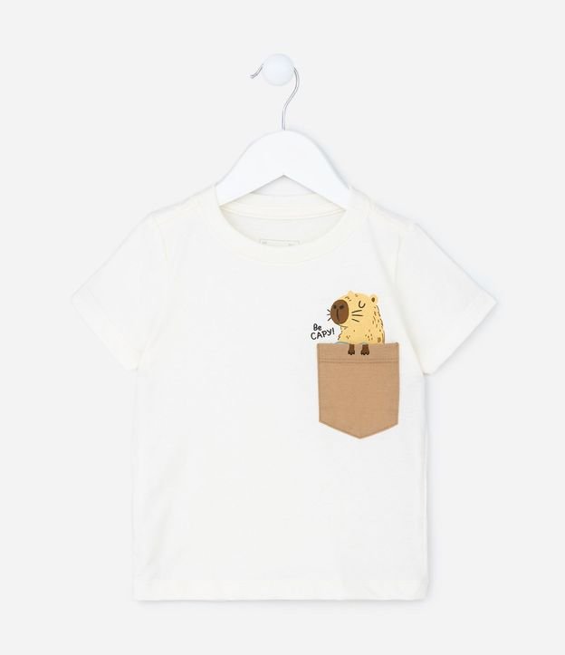 Remera Infantil con Pequeño Bolsillo y Estampado de Carpincho - Talle 1 a 5 años