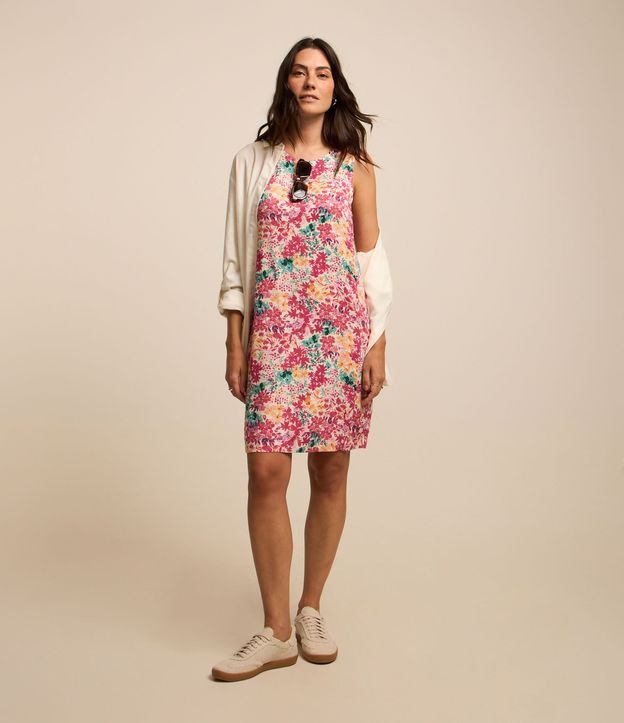 Vestido Corto en Viscosa con Estampa Floral Liberty