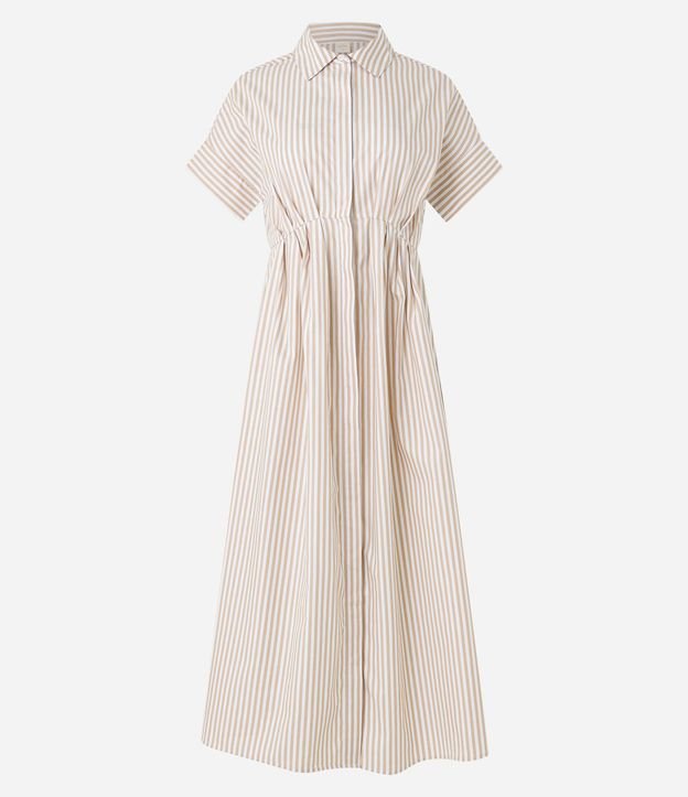 Vestido Midi en Tricolina Ajustado a la Cintura y Estampado a Rayas 7