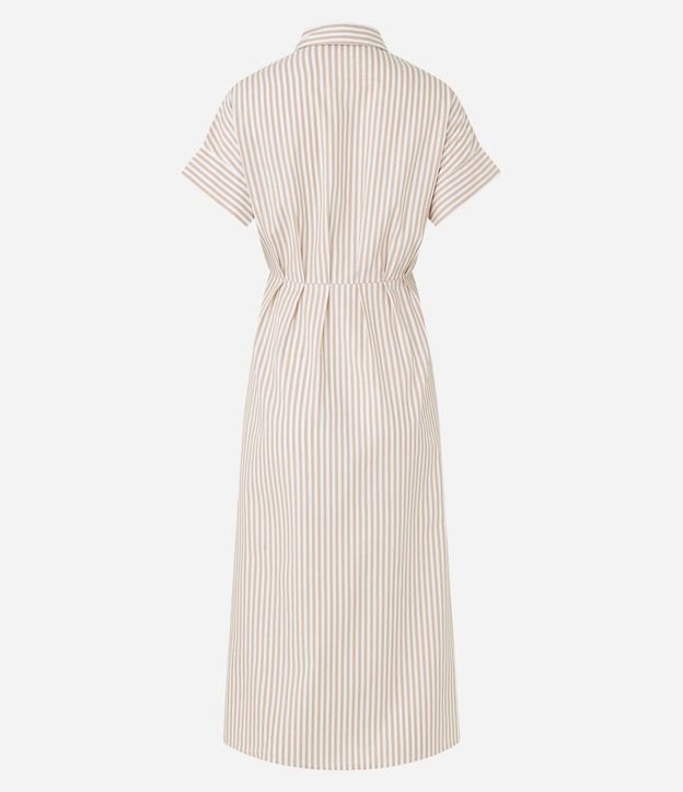 Vestido Midi en Tricolina Ajustado a la Cintura y Estampado a Rayas 9