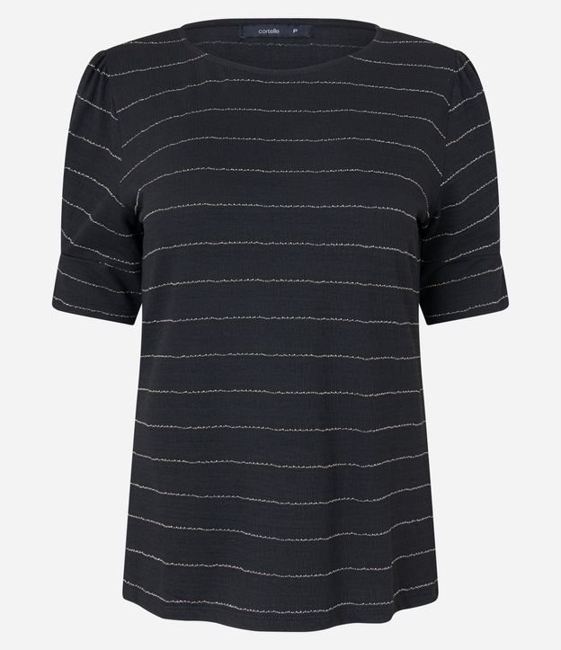 Blusa en Viscosa con Estampado Rayado en Hilo Metalizado 7
