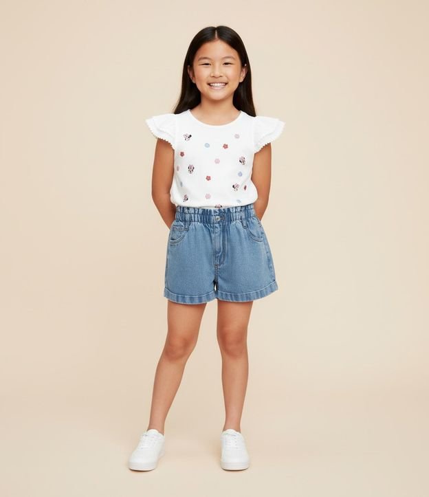 Short Clochard Infantil en Jeans con Bajo Plegado - Talle 5 a 14 años