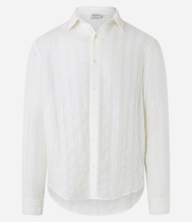 Camisa Regular en Algodón con Textura y Agujeritos