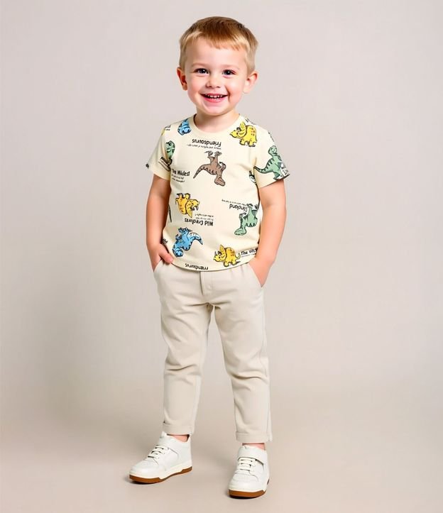 Remera Infantil con Estampado de Dinosaurios - Talle 1 a 5 años
