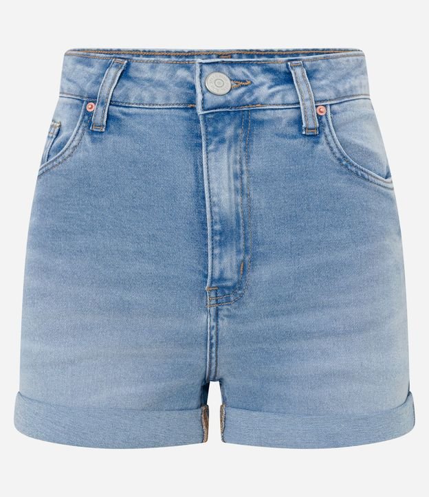 Short Hotpants Cintura Alta en Jeans con Bajo Plegado 5