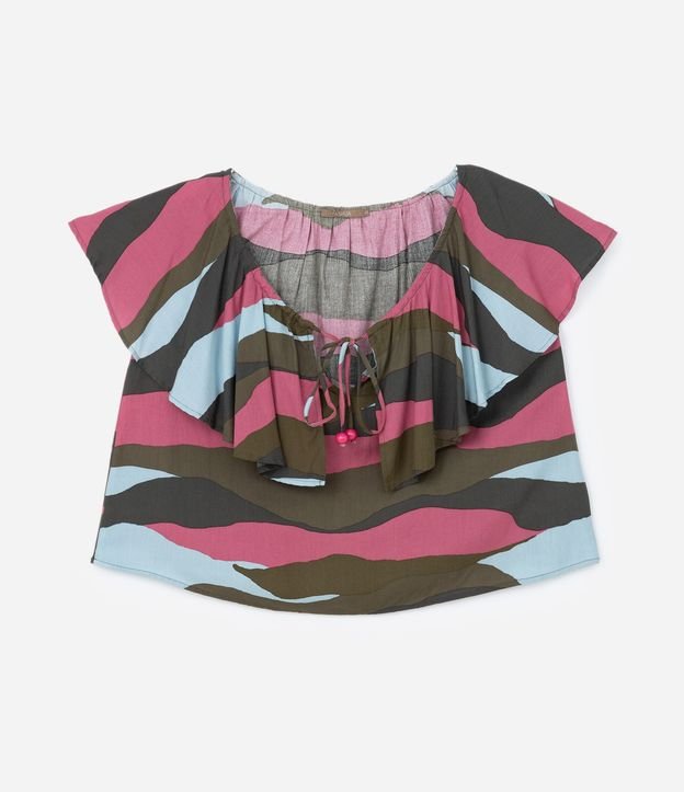 Blusa Hombro a Hombro en Viscosa con Volado en el Escote Curve & Plus Size