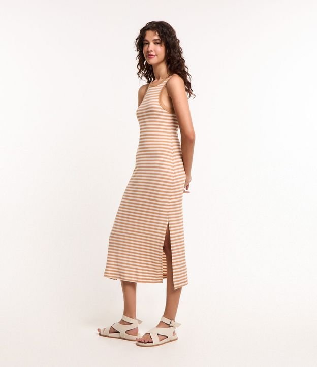 Vestido Midi en Rib Rayada
