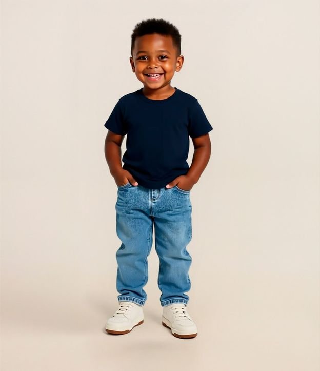 Pantalón Recto Infantil en Jeans con Cintura Elástica - Talle 1 a 5 años