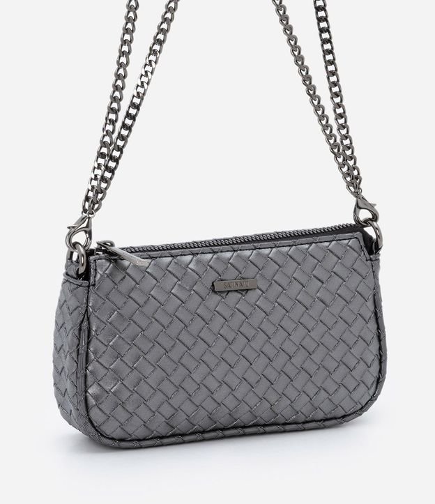 Bolsa Transversal Pequeña con Textura Tressê y Asas en Cadena