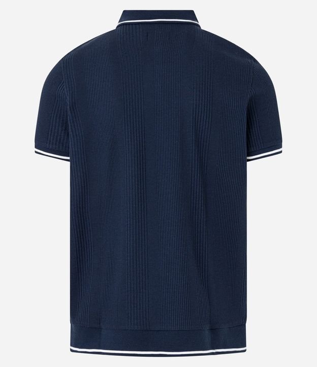 Polo Regular en Media Malla con Textura Rayada y Detalles Contrastantes 11