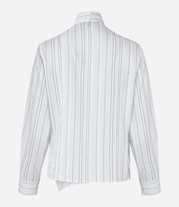Blusa en Crepé con Lazo en el Cuello y Estampa Rayada 6