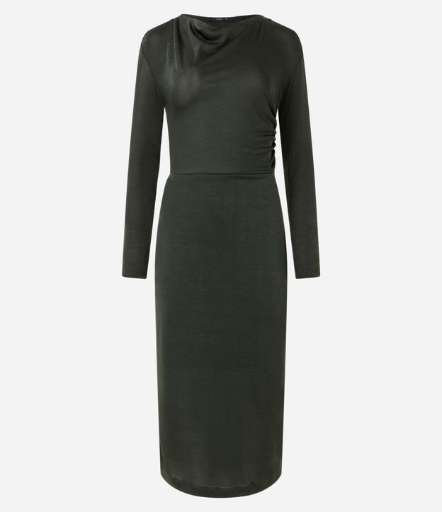 Vestido en Malla Polyvelour con Cuello Degagê y Detalle Pliegado 6