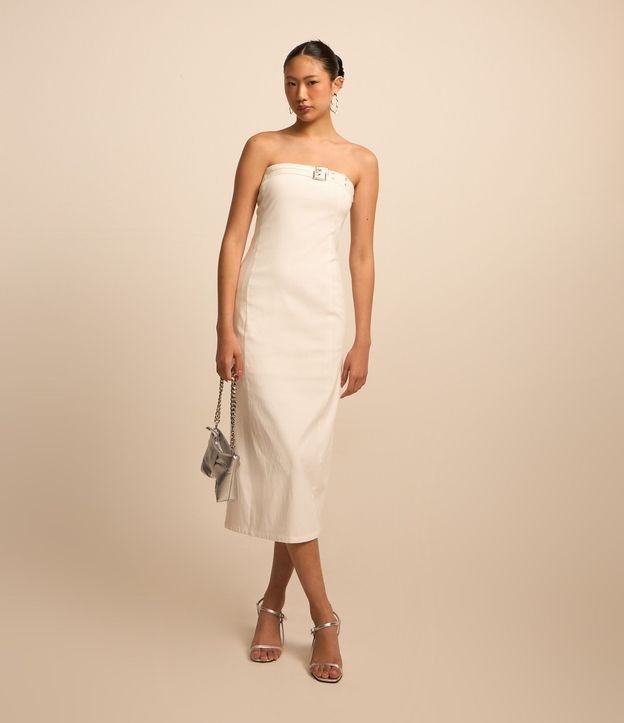 Vestido New Midi en Bengalina con Hebillas en el Busto