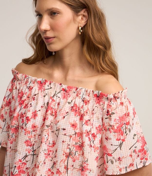 Blusa Hombro a Hombro en Viscosa con Estampa Floral 4