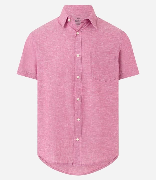 Camisa Regular Texturizada con Lino y Bolsillo 5