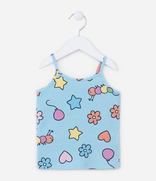 Musculosa Infantil Acanalada con Estampado de Dibujo - Talle  1 a 5 años