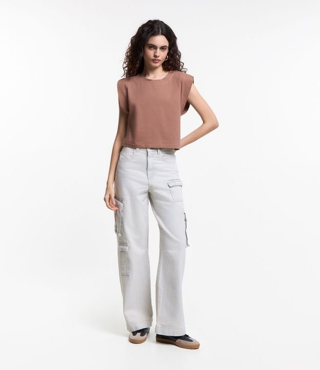 Blusa sin Manga en Algodón Efecto Hombrera 2