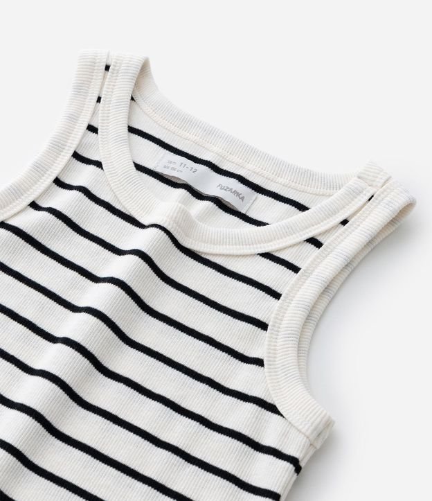 Blusa Musculosa Infantil acanalada con Estampa Rayada - Talle 5 a 14 años 5