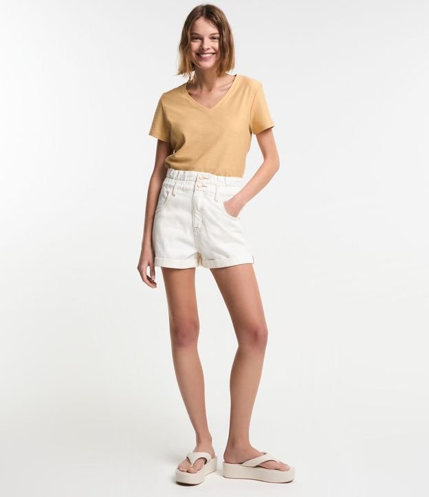 Blusa T-shirt en Flamé con Cuello V 2