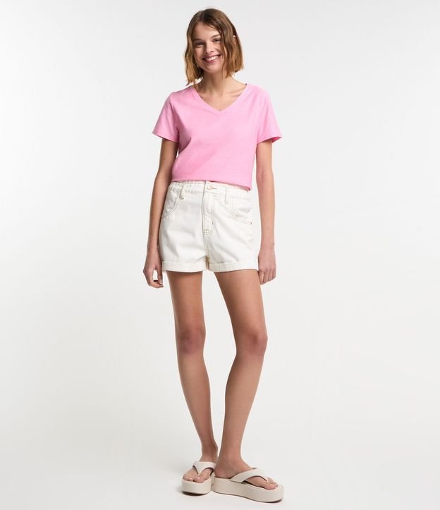Blusa T-shirt en Flamé con Cuello V 2