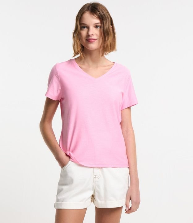 Blusa T-shirt en Flamé con Cuello V 3