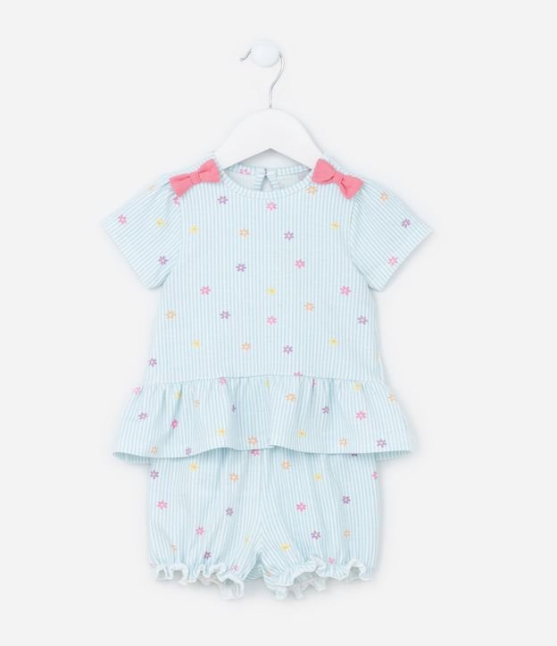 Conjunto Infantil con Volado y Moñas Aplicados - Talle 0 a 18 meses 2