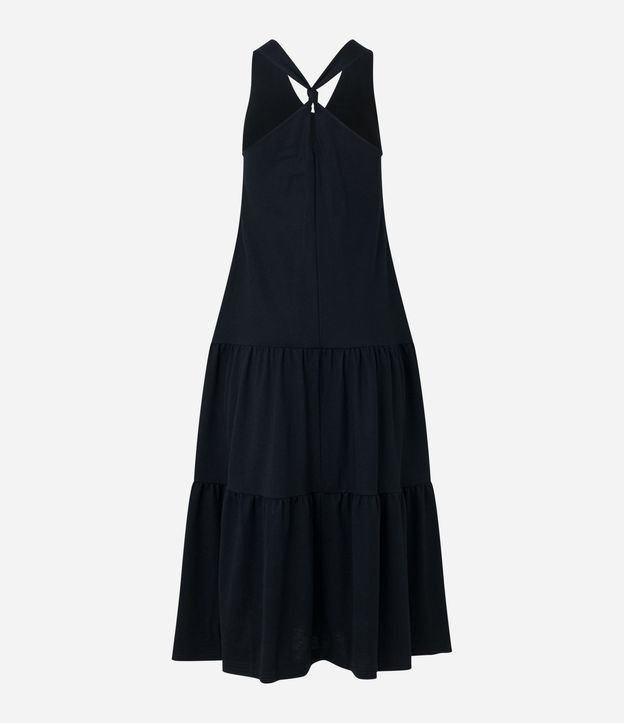 Vestido Evasê Midi en Piquet con Correa Cruzada con Nudo 6