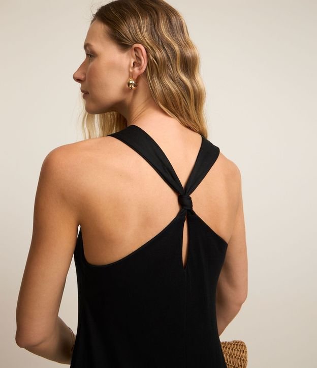 Vestido Evasê Midi en Piquet con Correa Cruzada con Nudo 4