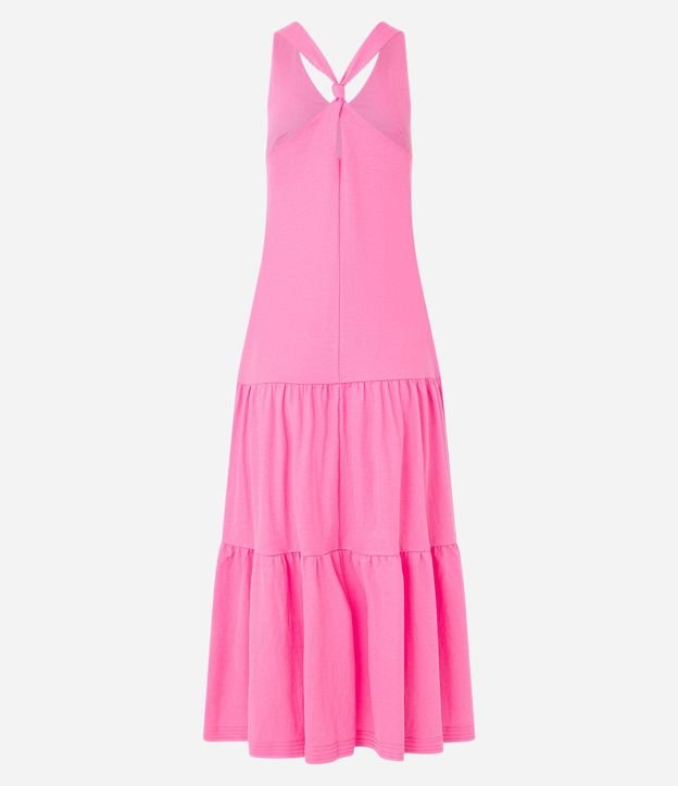 Vestido Evasê Midi en Piquet con Correa Cruzada con Nudo 6