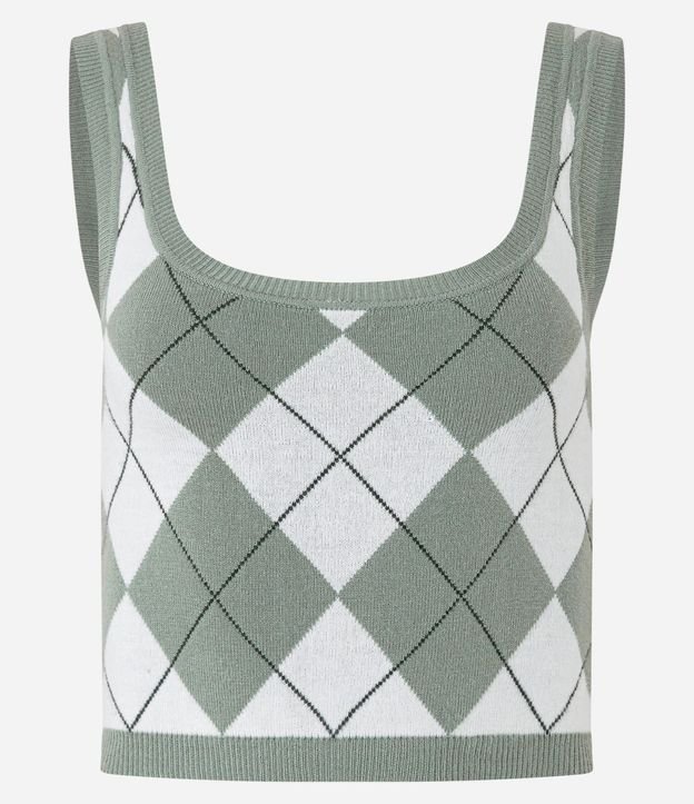 Blusa Sin Manga en Jacquard con Estampa de Cuadros Argyle 5