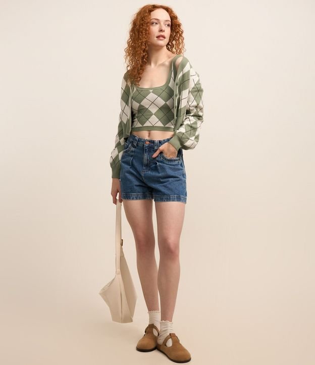 Blusa Sin Manga en Jacquard con Estampa de Cuadros Argyle 2