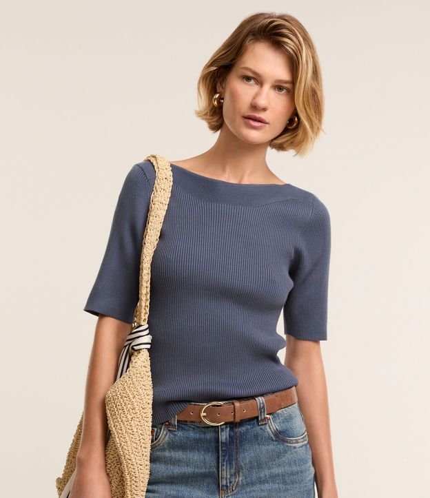 Blusa Básica de Punto con Escote Bote