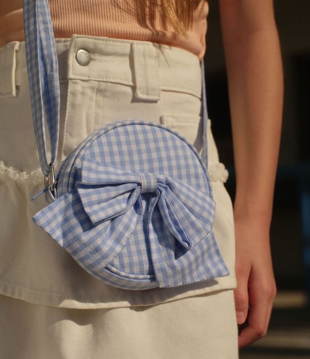 Cartera Transversal Infantil con Lazo de Cuadros - Talle U