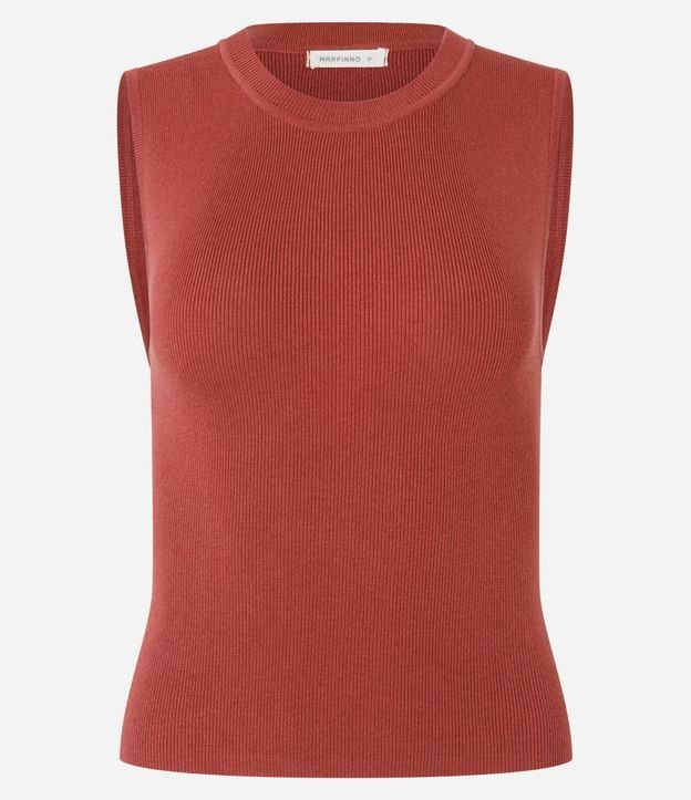 Blusa sin Manga en Punto Canelado con Cuello Redondo 6