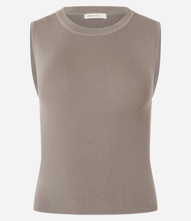 Blusa sin Manga en Punto Canelado con Cuello Redondo 6