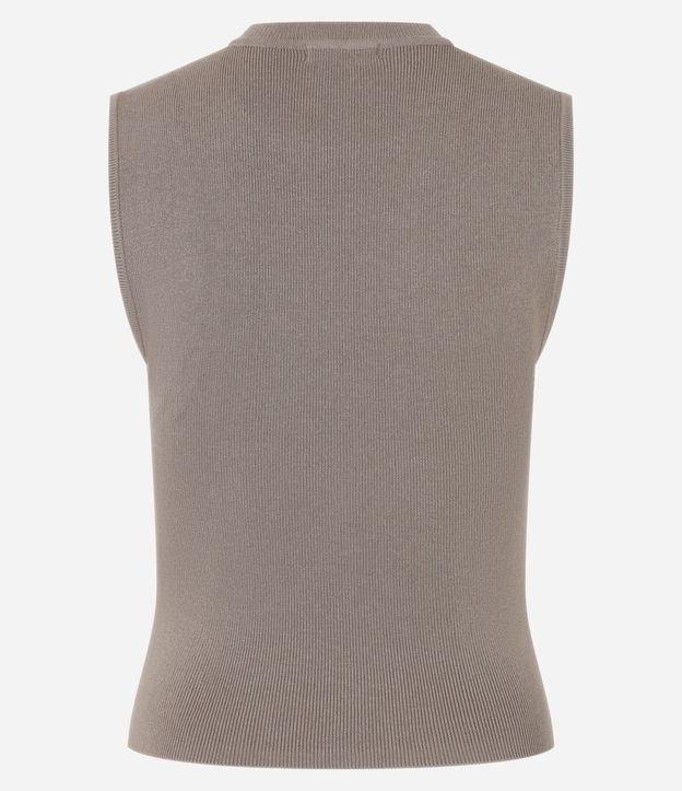 Blusa sin Manga en Punto Canelado con Cuello Redondo 8