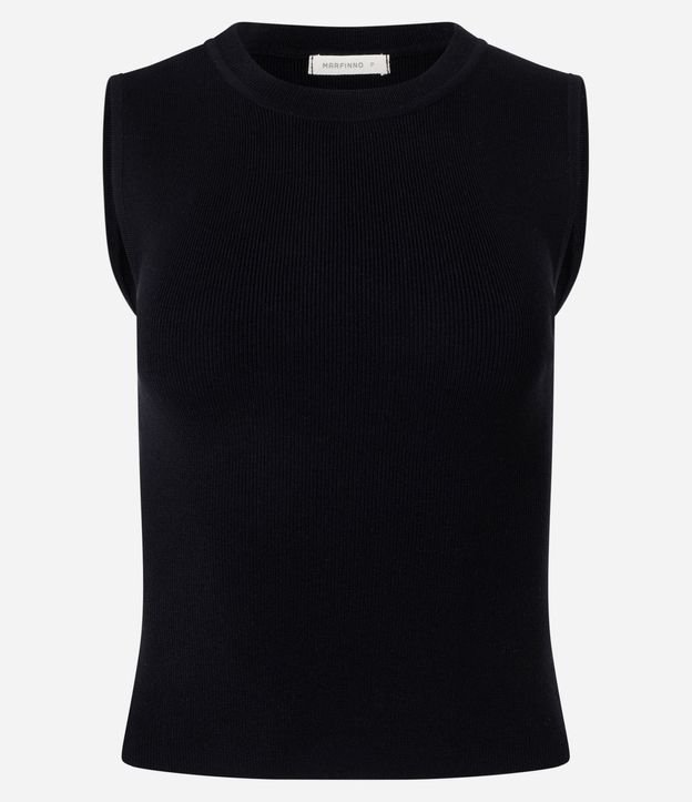 Blusa sin Manga en Punto Canelado con Cuello Redondo 6