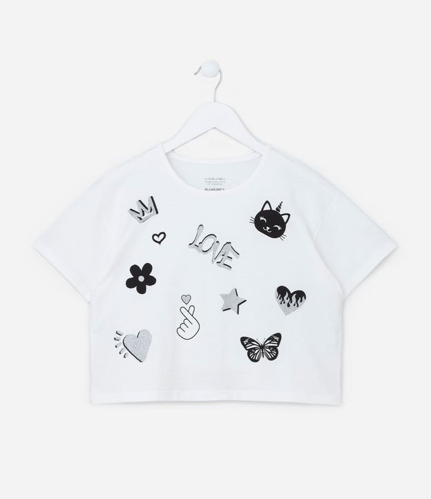 Remera Cropped con Estampa de Garabatos - Talle 5 a 14 años