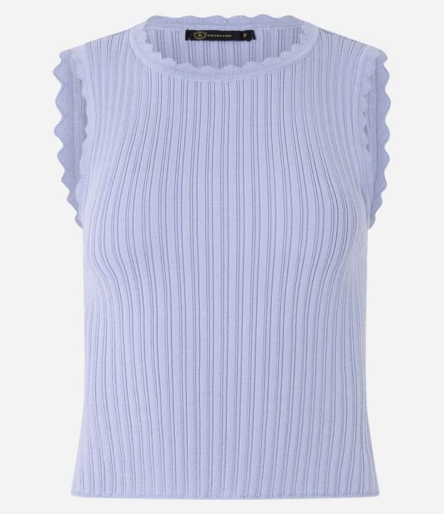 Blusa sin Manga en Punto Acanalado con Detalle Ondulado 5