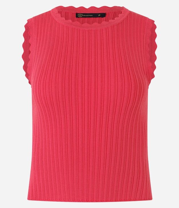 Blusa sin Manga en Punto Acanalado con Detalle Ondulado 7