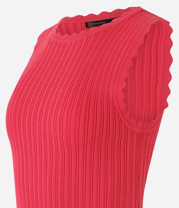 Blusa sin Manga en Punto Acanalado con Detalle Ondulado 8