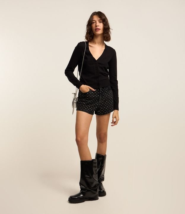 Cardigan Corto en Punto con Botones