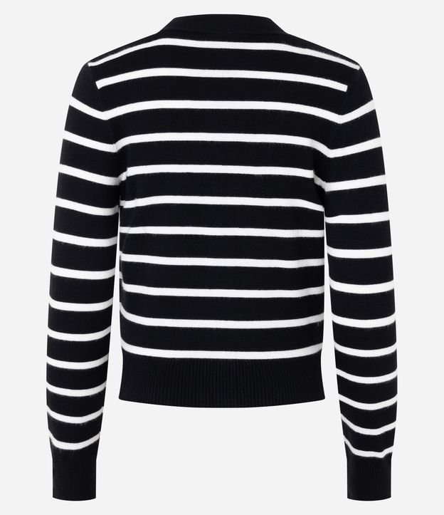 Cardigan Corto en Punto Listrado con Botones 6