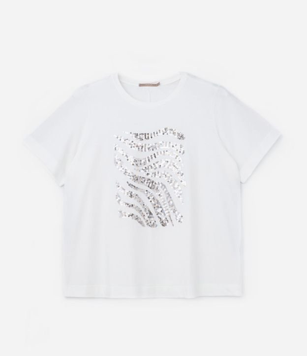 Blusa en Algodón con Lentejuelas Cebra Bordados Curve & Plus Size