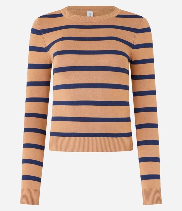 Blusa en Viscosa Rayada con Puños y Bajo Acanalado 4
