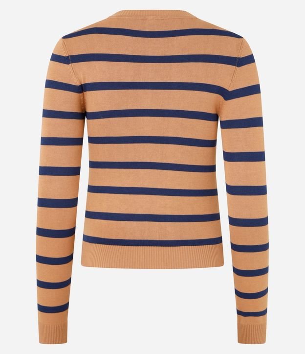 Blusa en Viscosa Rayada con Puños y Bajo Acanalado 6