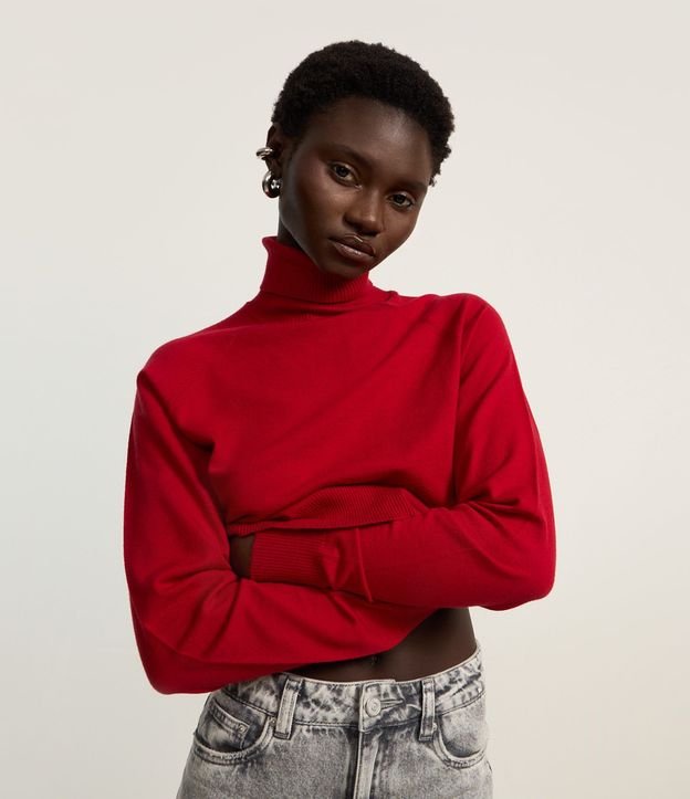 Blusa de Punto con Cuello Alto