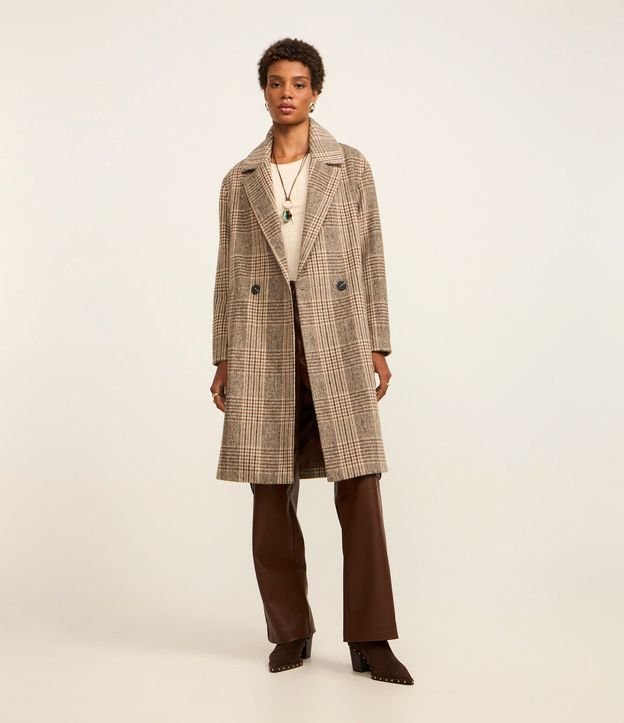 Saco Trench Coat en Polivelour de Cuadros 3