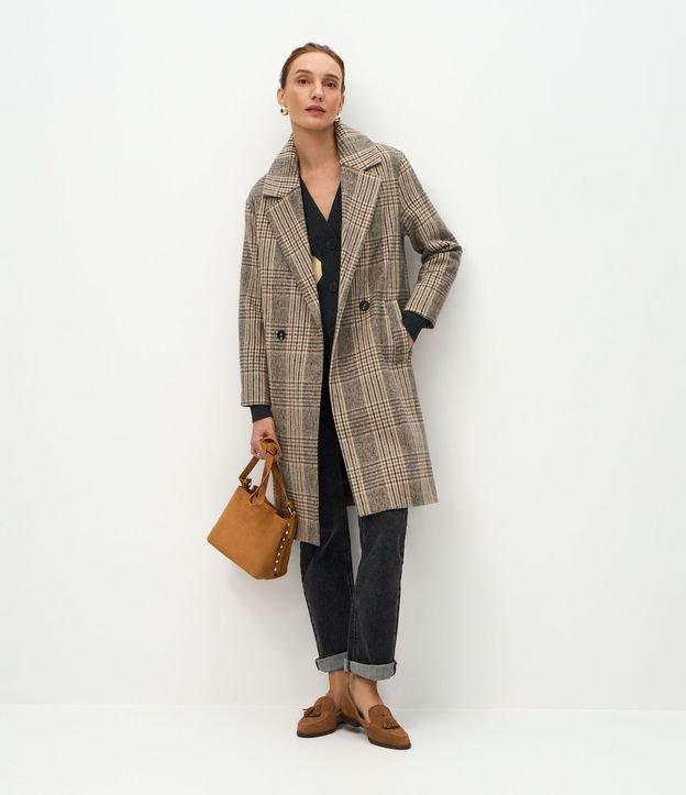 Saco Trench Coat en Polivelour de Cuadros 2