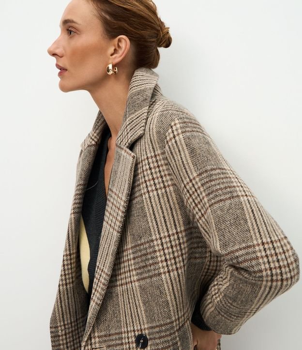 Saco Trench Coat en Polivelour de Cuadros 4
